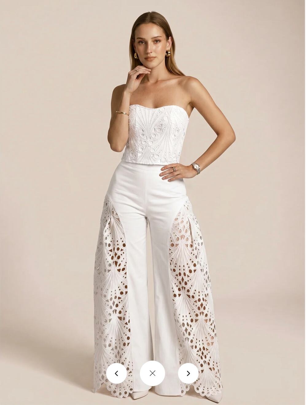 NWT Commense Strapless Eyelet Top & Wide Leg Pants Set Sz XL